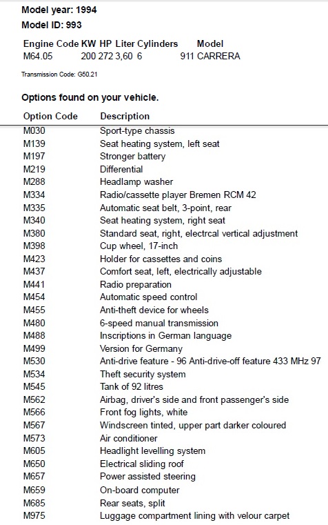 #65800 - optielijst 993