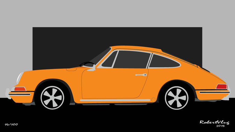 #68261 - Porsche 911 F (acryl op linnen, 3 x 1,5 meter) #68261 - Porsche 911 F (acryl op linnen, 3 x 1,5 meter)