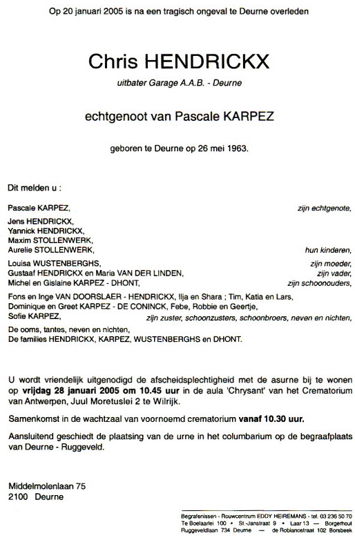 #6849 - In Memoriam CHris Hendrickx #6849 - In Memoriam CHris Hendrickx